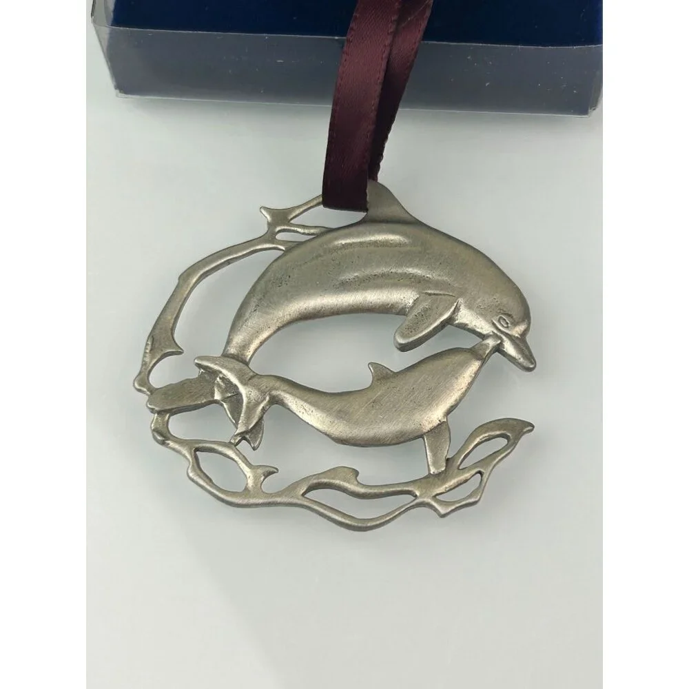 Lindsay Claire Fine Pewter Dolphin Ornament Coastal Ornament Christmas Holiday